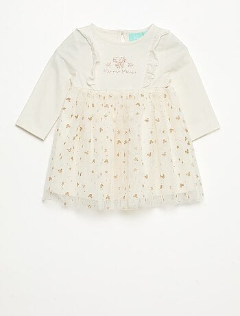 Vestido de Natal 'Disney' 'Minnie' flocado