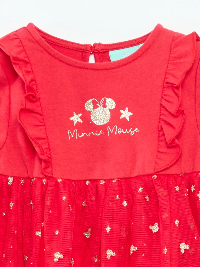 Vestido de Natal 'Disney' 'Minnie' flocado Vermelho - Kiabi