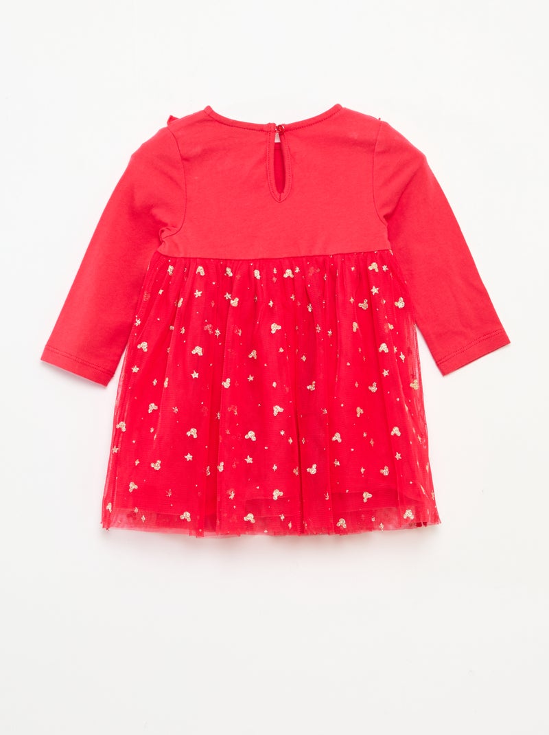 Vestido de Natal 'Disney' 'Minnie' flocado Vermelho - Kiabi