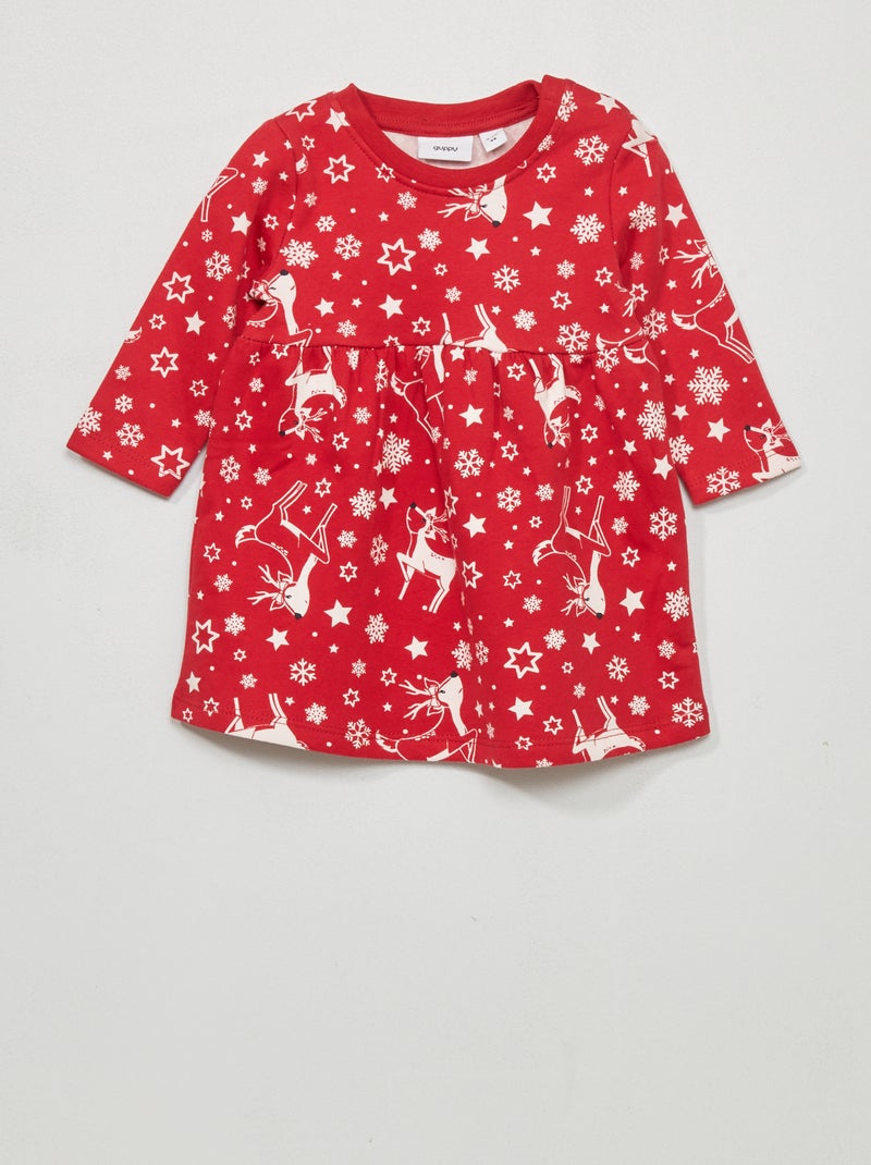 Vestido de Natal em moletão Vermelho - Kiabi