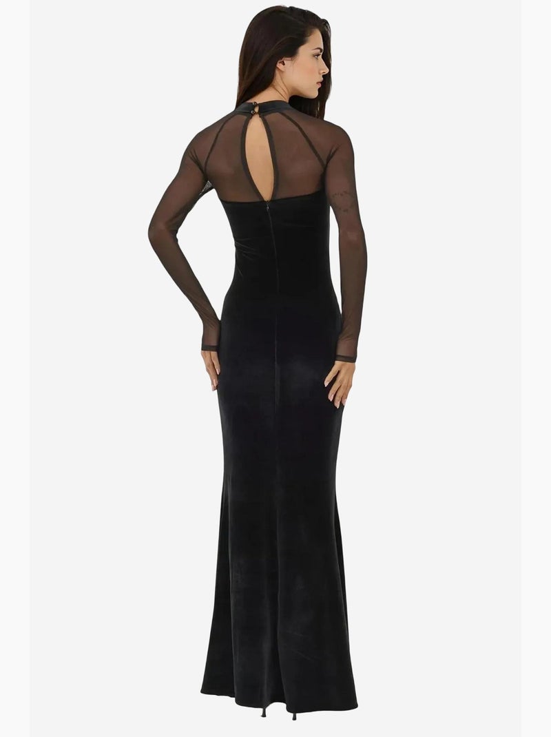 Vestido de noite bodycon em veludo com mangas compridas hiccup Preto - Kiabi