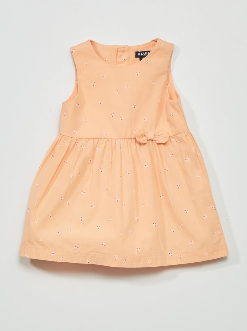 Vestido de popelina com estampado ROSA - Kiabi