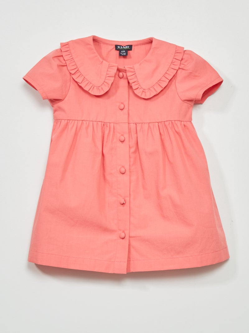 Vestido de popelina com gola claudine Rosa - Kiabi
