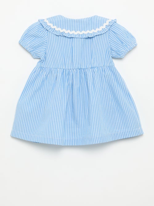 Vestido de popelina de manga curta com gola Claudine - Kiabi