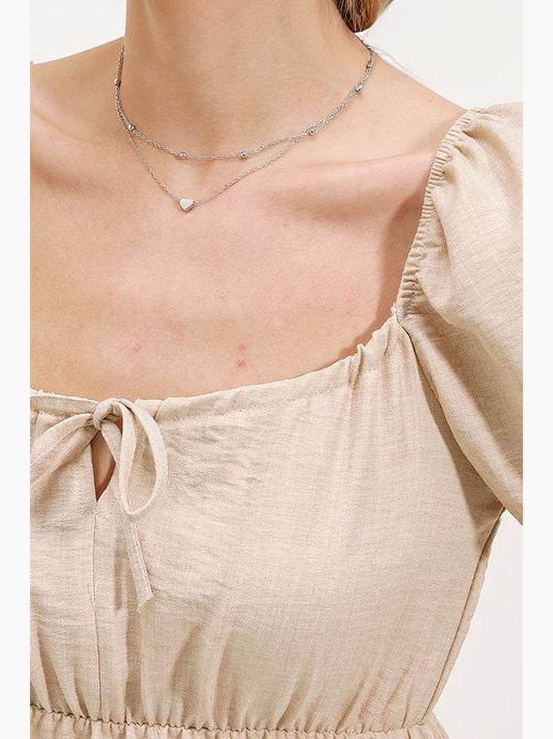 Vestido de popelina evasé bdart Areia - Kiabi