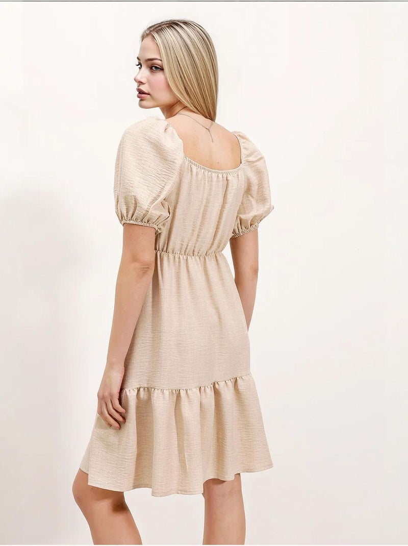 Vestido de popelina evasé bdart Areia - Kiabi