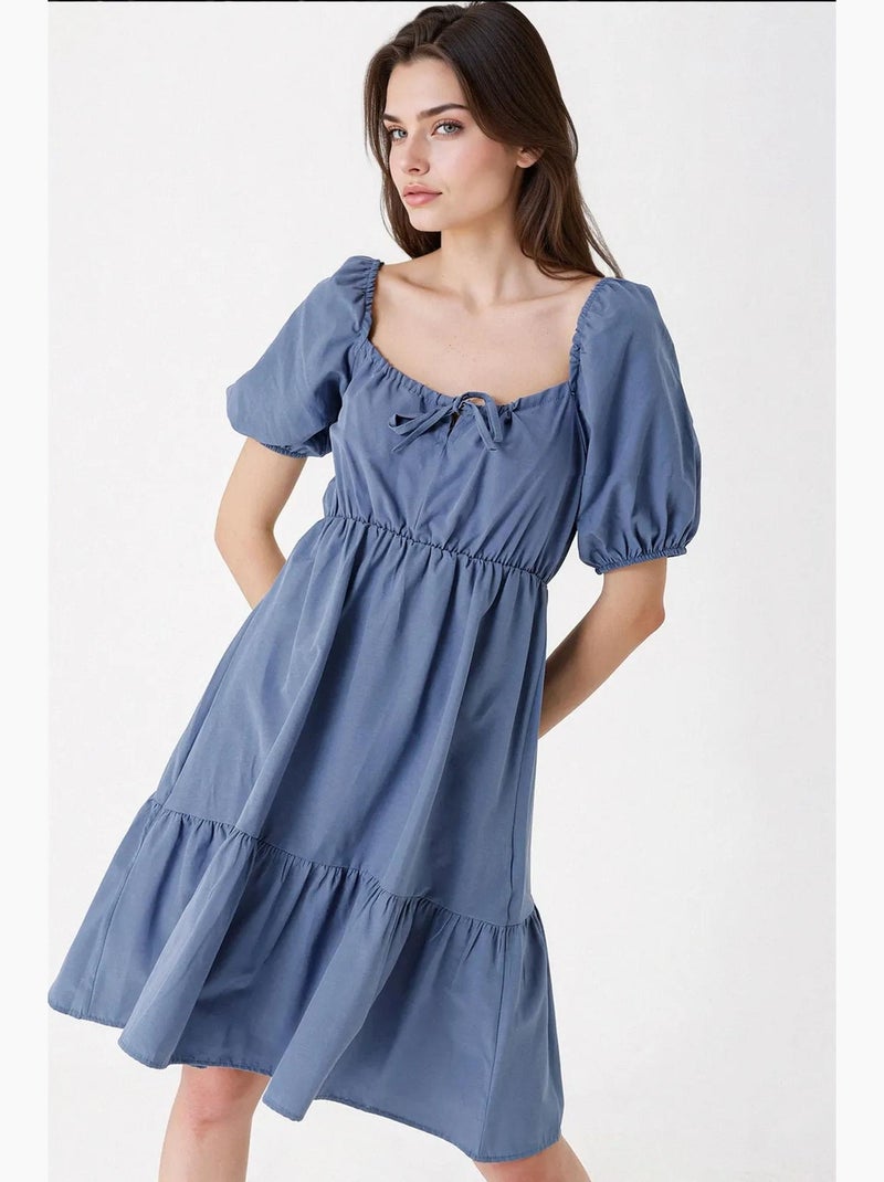 Vestido de popelina evasé bdart Azul - Kiabi