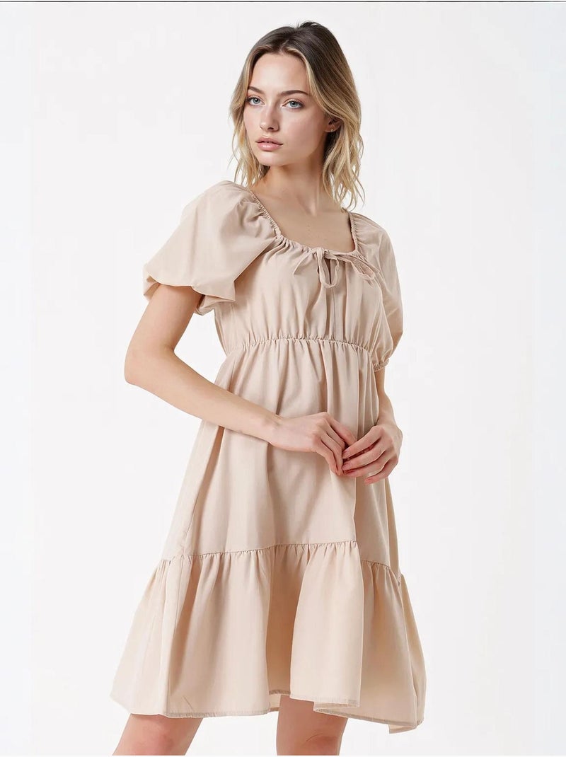 Vestido de popelina evasé bdart Bege-argila - Kiabi