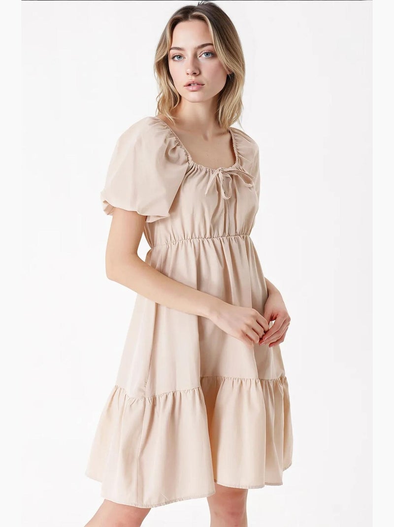 Vestido de popelina evasé bdart Bege-argila - Kiabi