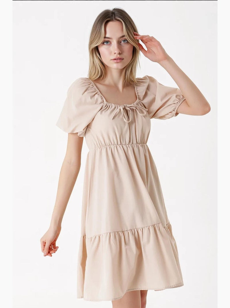 Vestido de popelina evasé bdart Bege-argila - Kiabi