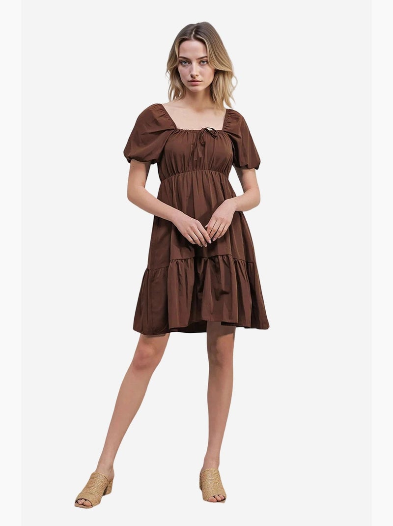 Vestido de popelina evasé bdart Castanho - Kiabi