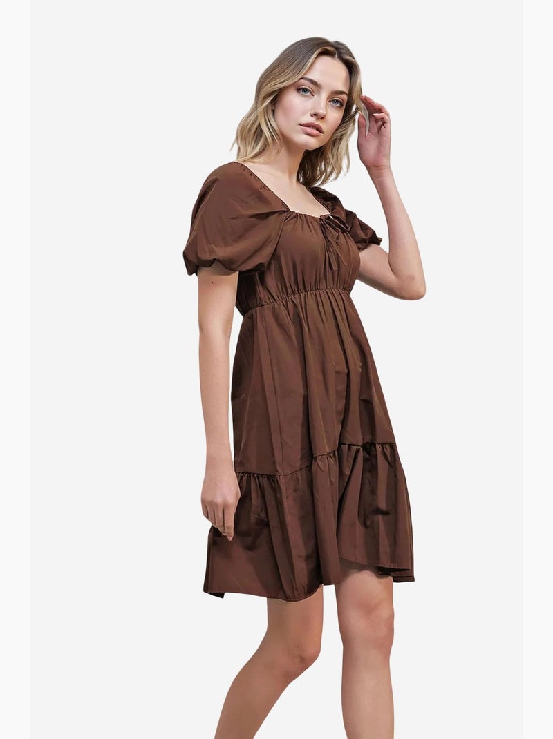 Vestido de popelina evasé bdart Castanho - Kiabi