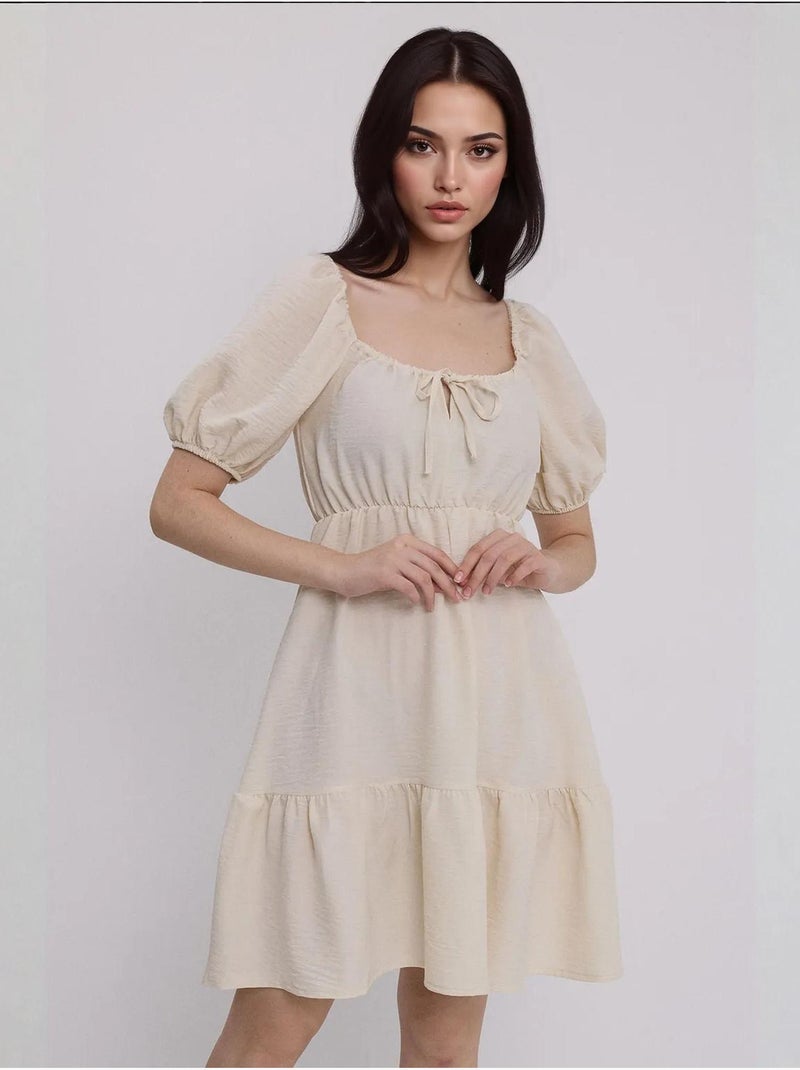 Vestido de popelina evasé bdart Creme - Kiabi