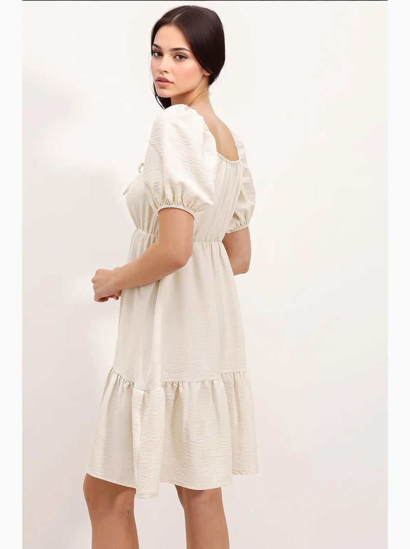 Vestido de popelina evasé bdart Marfim - Kiabi