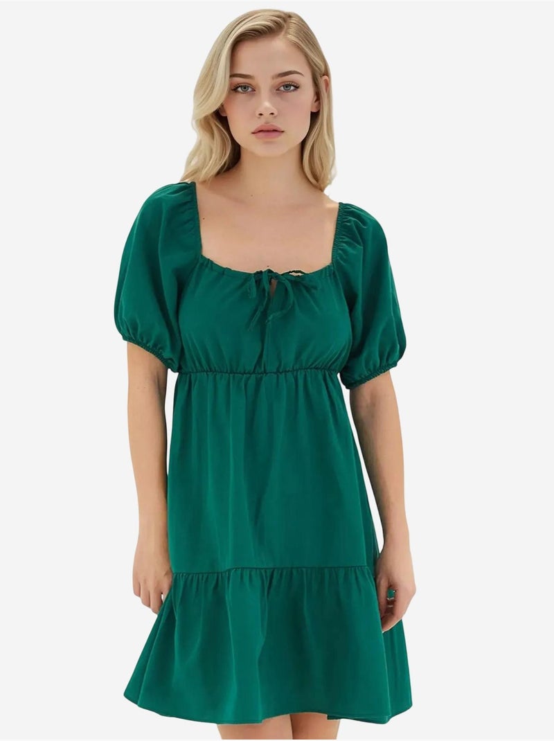 Vestido de popelina evasé bdart Verde esmeralda - Kiabi
