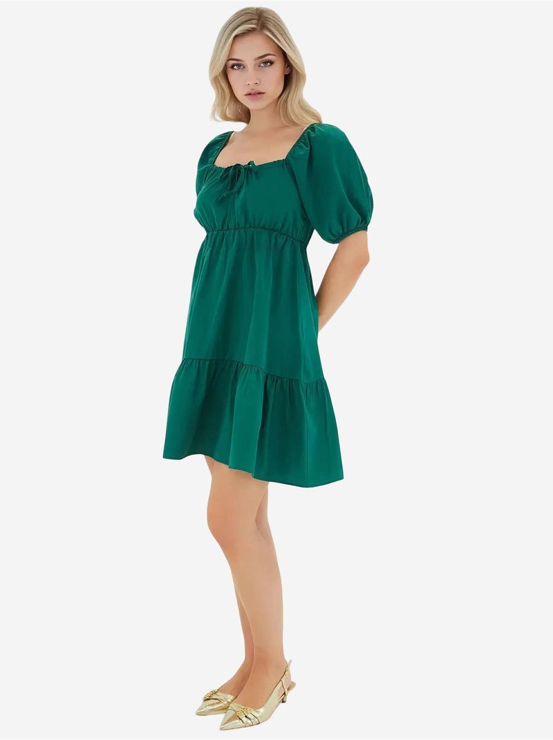 Vestido de popelina evasé bdart Verde esmeralda - Kiabi