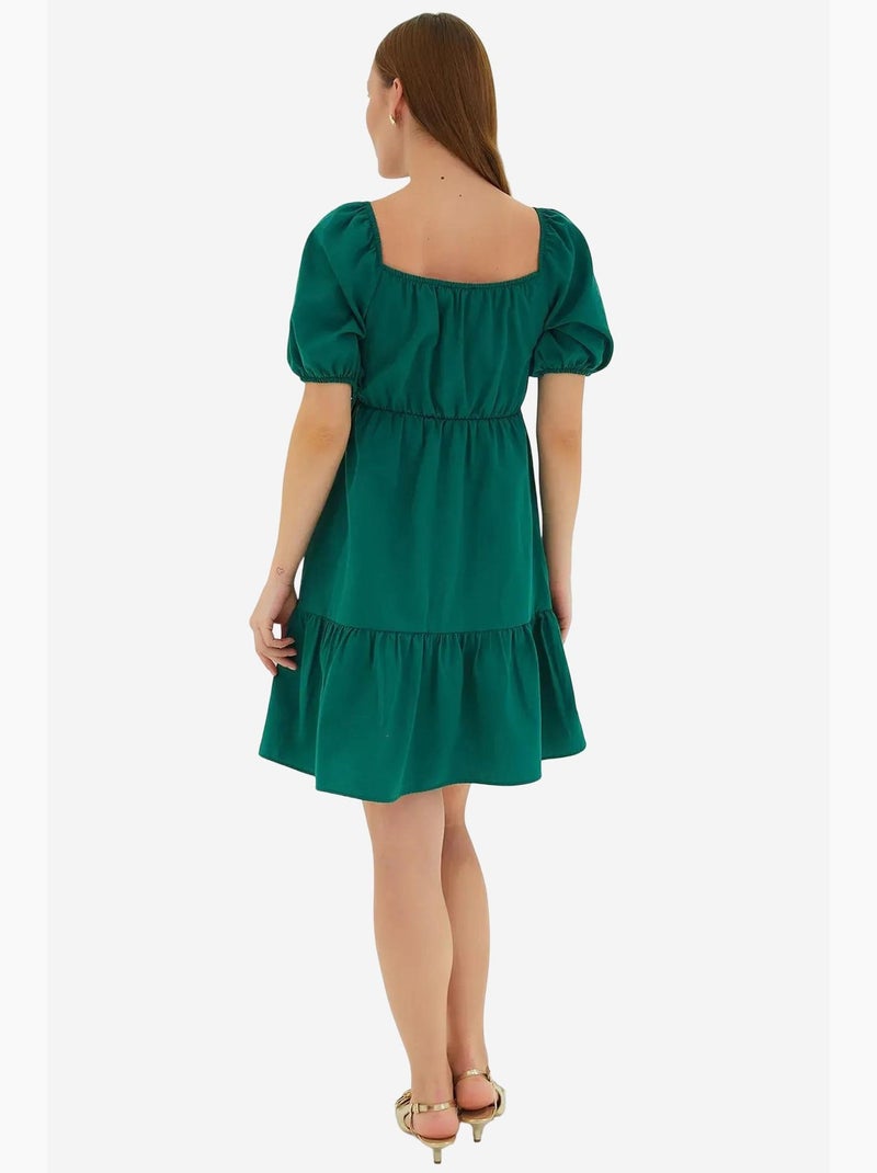 Vestido de popelina evasé bdart Verde esmeralda - Kiabi
