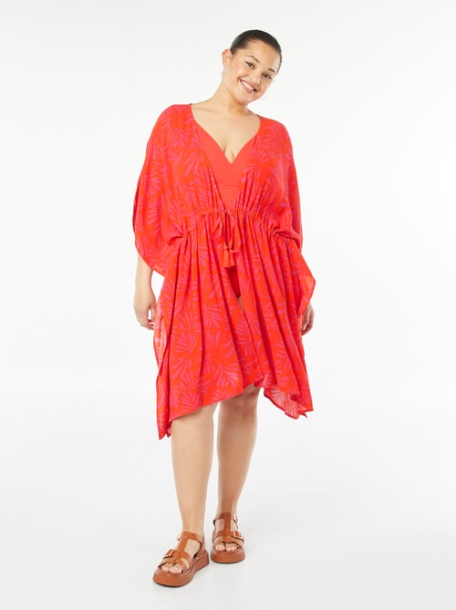 Vestido de praia aberto e estampado - Kiabi