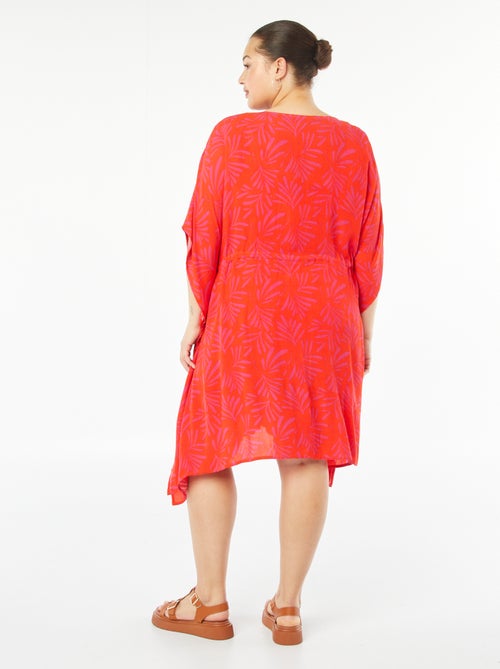 Vestido de praia aberto e estampado - Kiabi