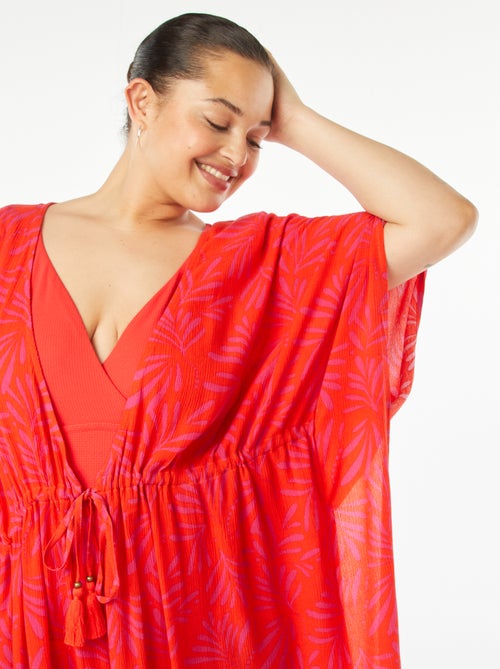 Vestido de praia aberto e estampado - Kiabi