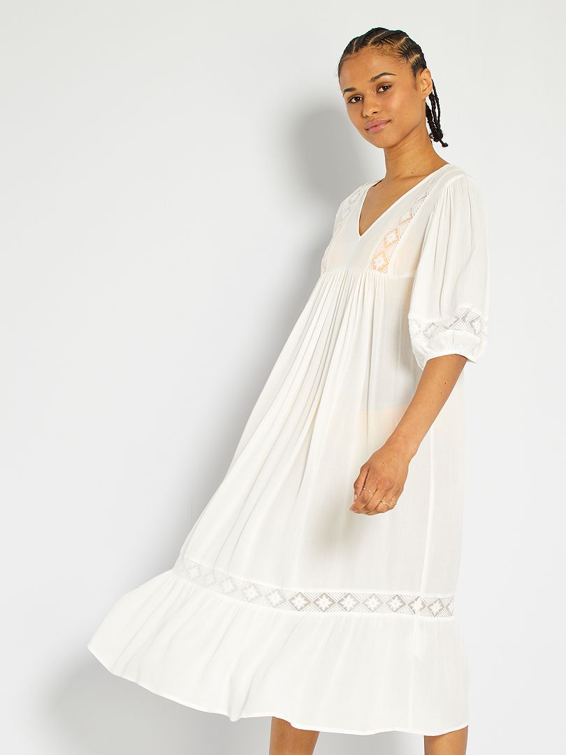 Vestido de praia Branco - Kiabi