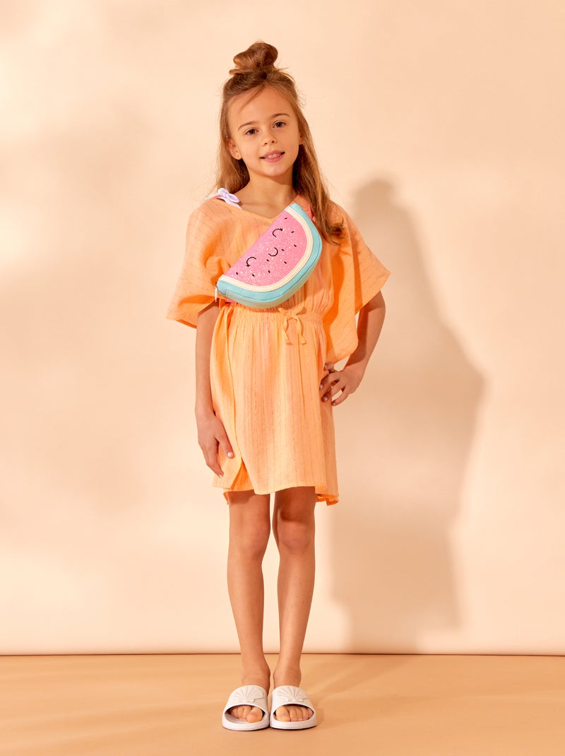 Vestido de praia com fibra brilhante LARANJA - Kiabi