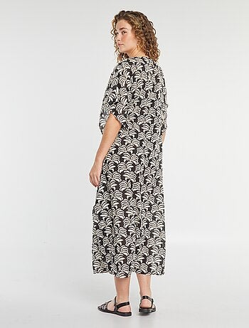 Vestido de praia comprido aberto estampado
