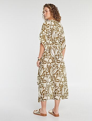 Vestido de praia comprido aberto estampado