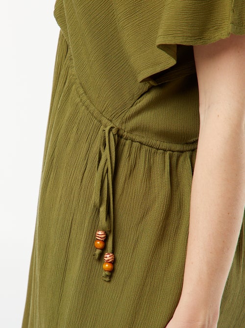 Vestido de praia em malha crepe com decote cruzado - Kiabi