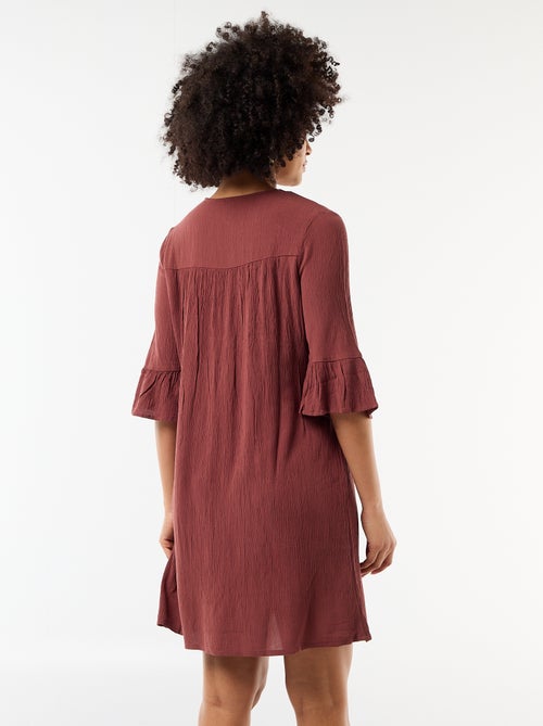 Vestido de praia em malha crepe e macramé - Kiabi