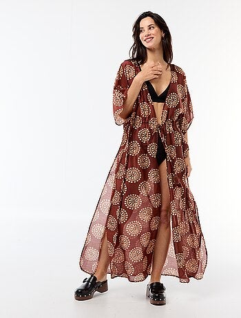 Vestido de praia estampado corte comprido