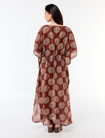 Vestido de praia estampado corte comprido