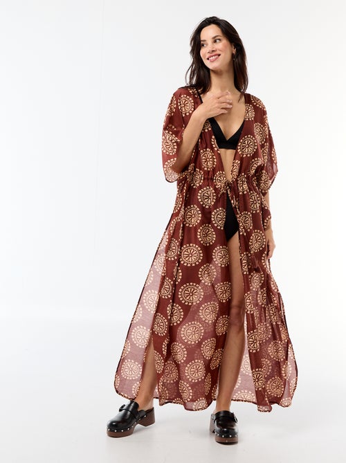 Vestido de praia estampado corte comprido - Kiabi