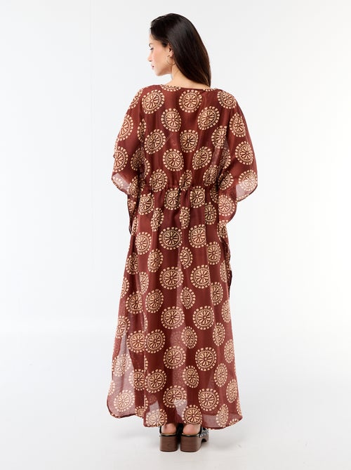 Vestido de praia estampado corte comprido - Kiabi