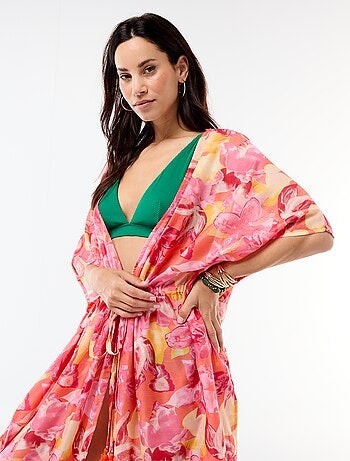 Vestido de praia estampado corte comprido