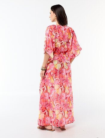 Vestido de praia estampado corte comprido