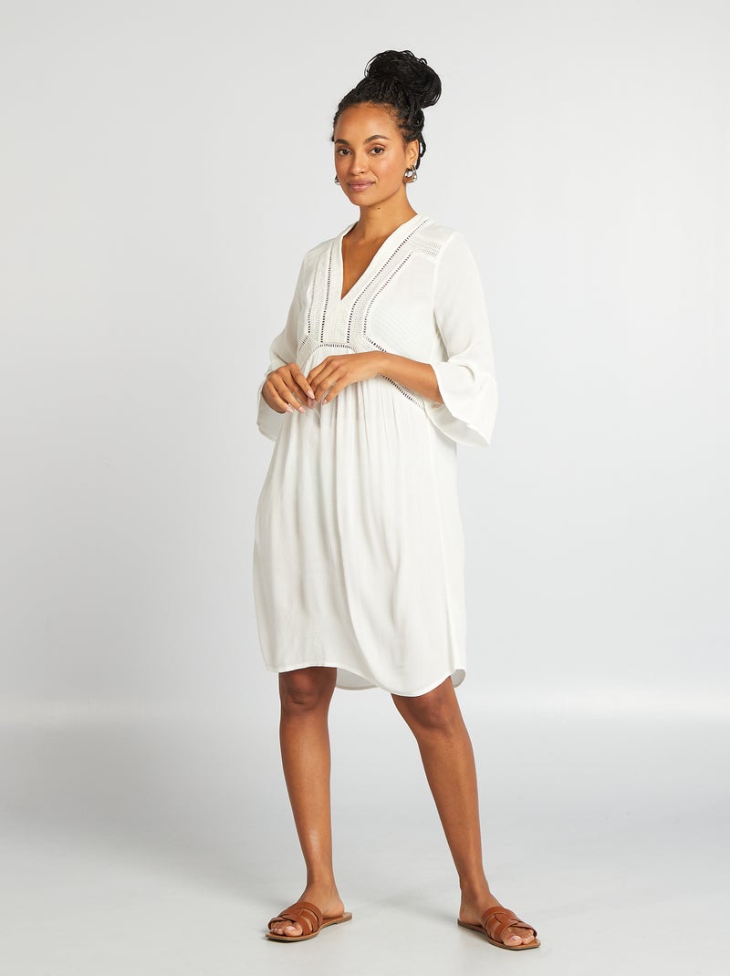 Vestido de praia fluido Branco - Kiabi