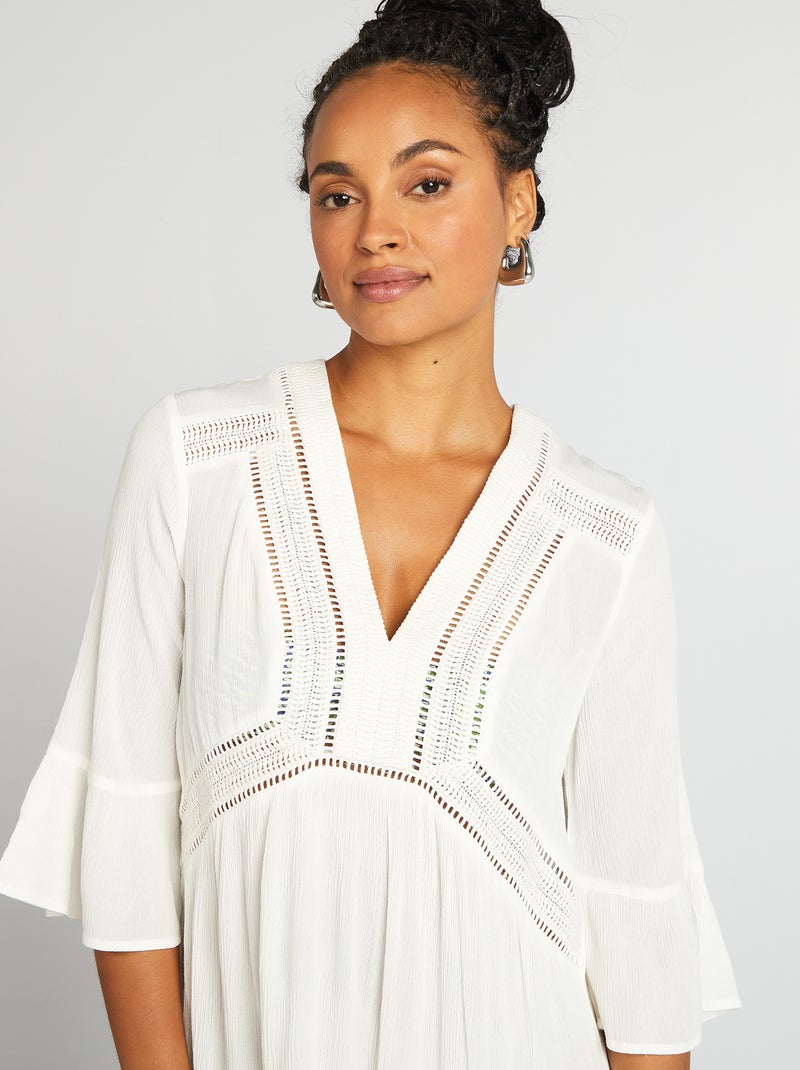 Vestido de praia fluido Branco - Kiabi