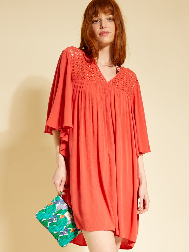 Vestido de praia fluido Vermelho Framboesa - Kiabi