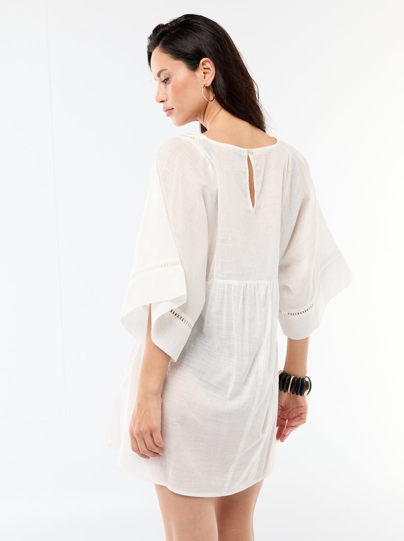 Vestido de praia midi liso Branco - Kiabi