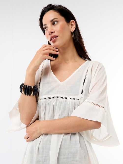 Vestido de praia midi liso - Kiabi