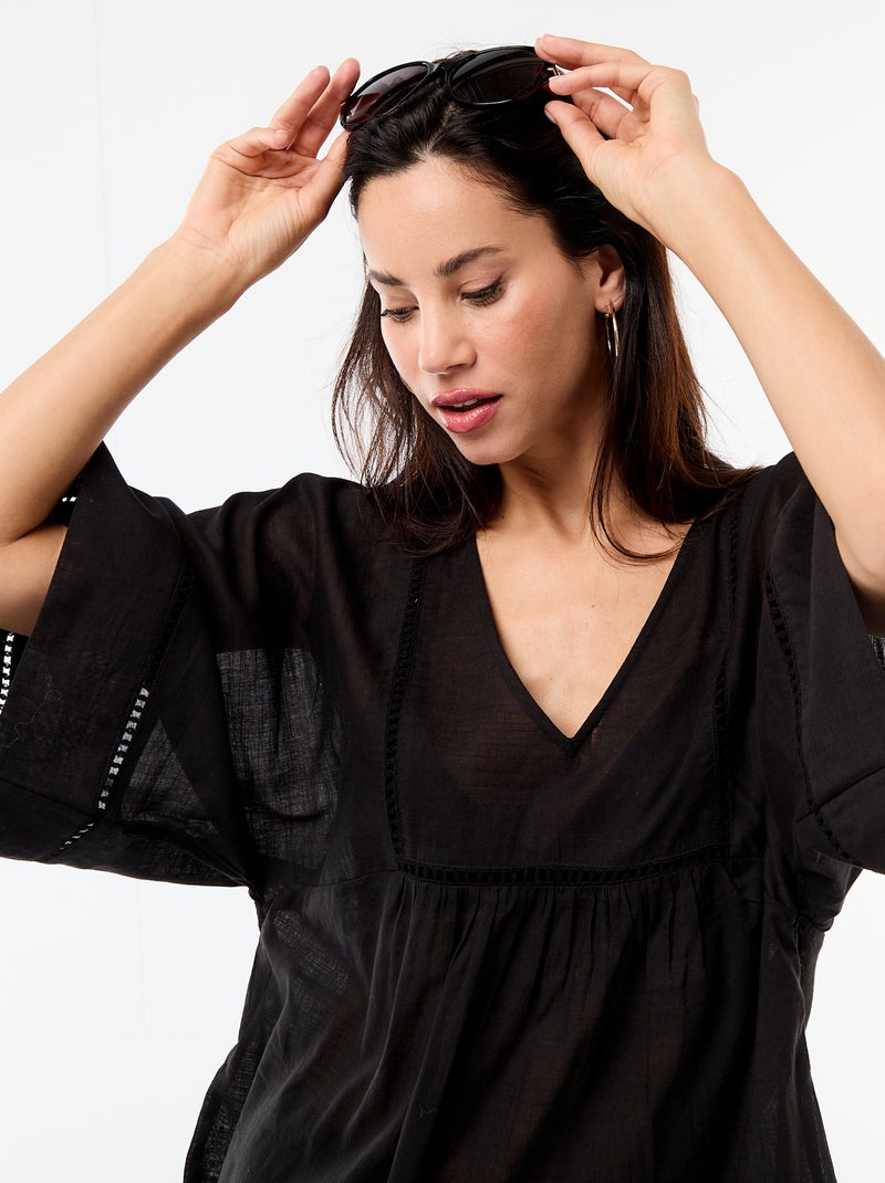 Vestido de praia midi liso Preto - Kiabi