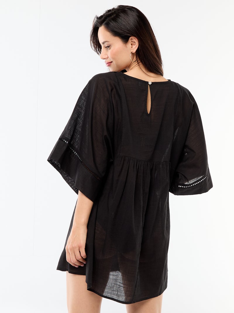 Vestido de praia midi liso Preto - Kiabi