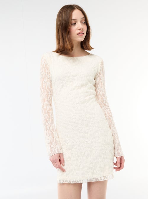 Vestido de renda com mangas pagode - Kiabi