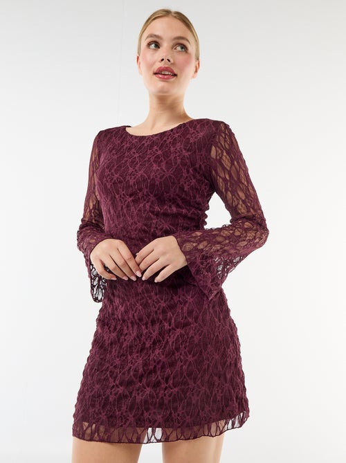 Vestido de renda com mangas pagode - Kiabi