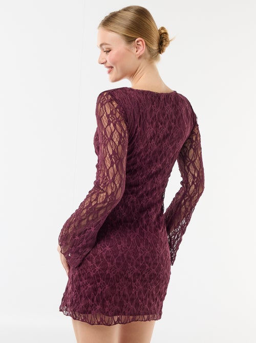 Vestido de renda com mangas pagode - Kiabi