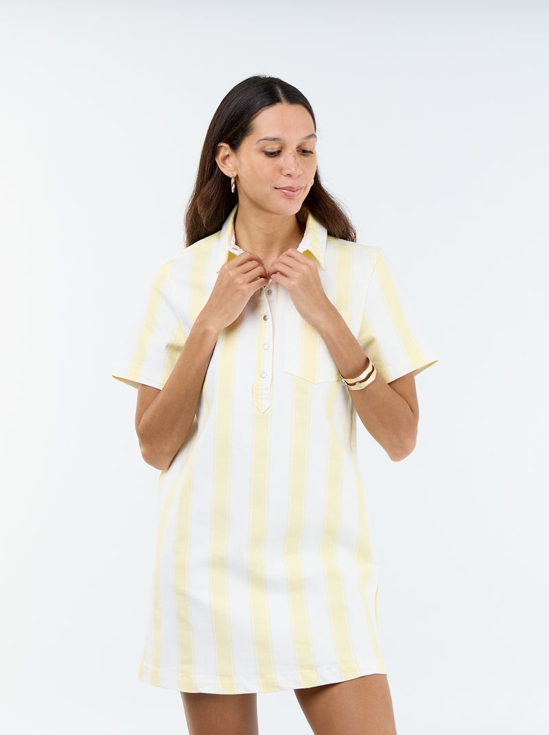 Vestido de sarja de corte curto Amarelo - Kiabi