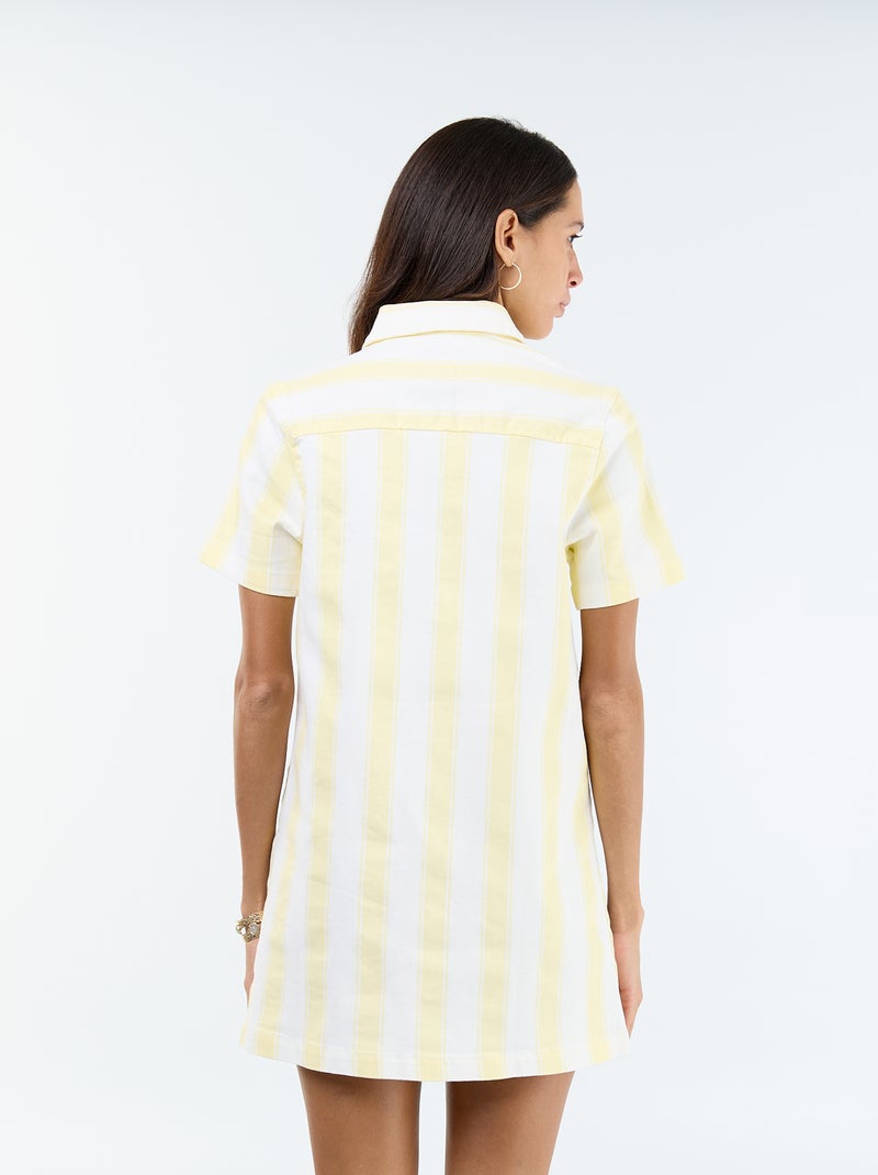 Vestido de sarja de corte curto Amarelo - Kiabi