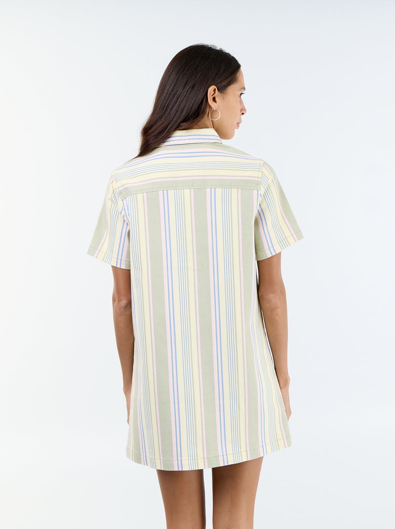 Vestido de sarja de corte curto Branco - Kiabi