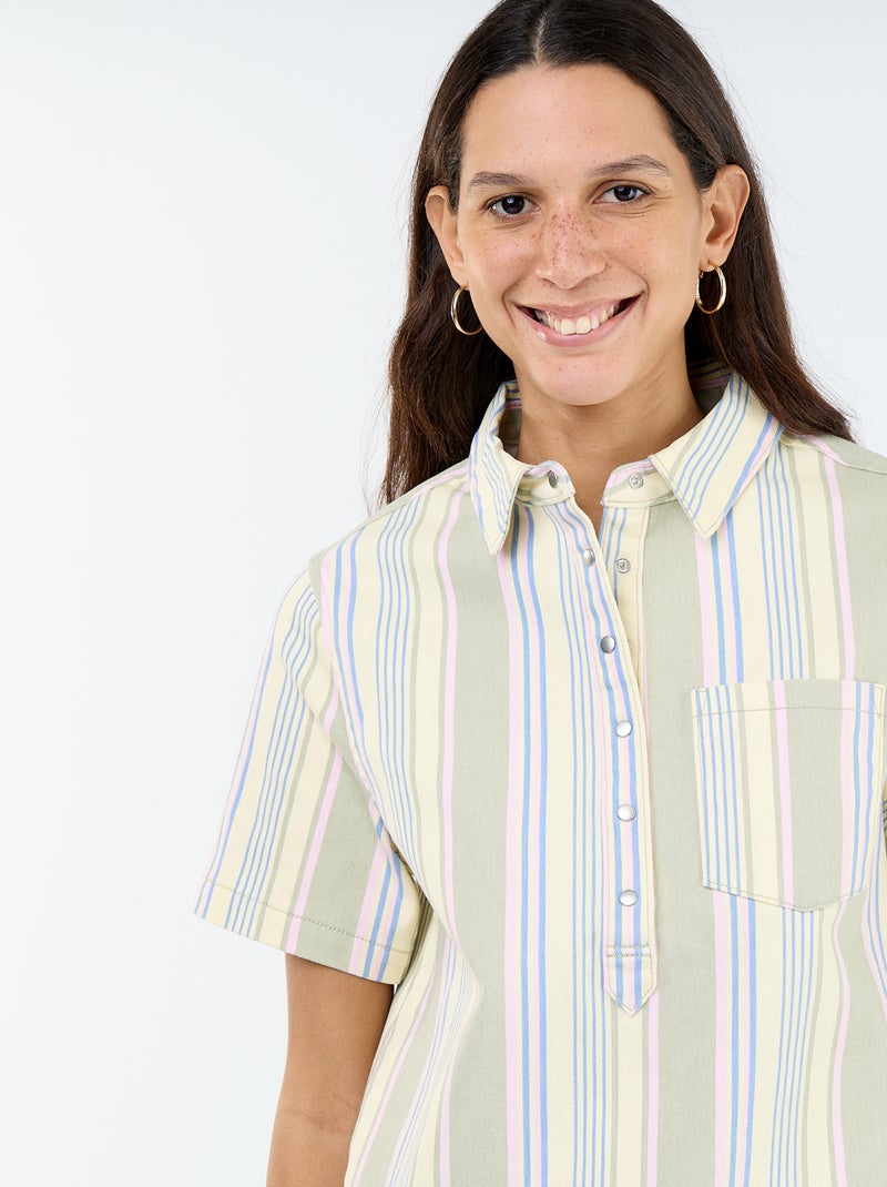 Vestido de sarja de corte curto Branco - Kiabi
